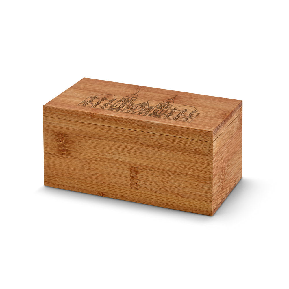 Burdock. Bamboo Tea Box With 2 Compartments And Magnet Closure