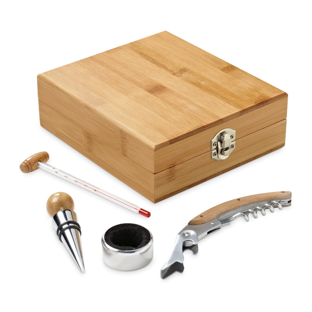 Cabernet. Wine Set In Bamboo, Stainless Steel, Glass And Abs