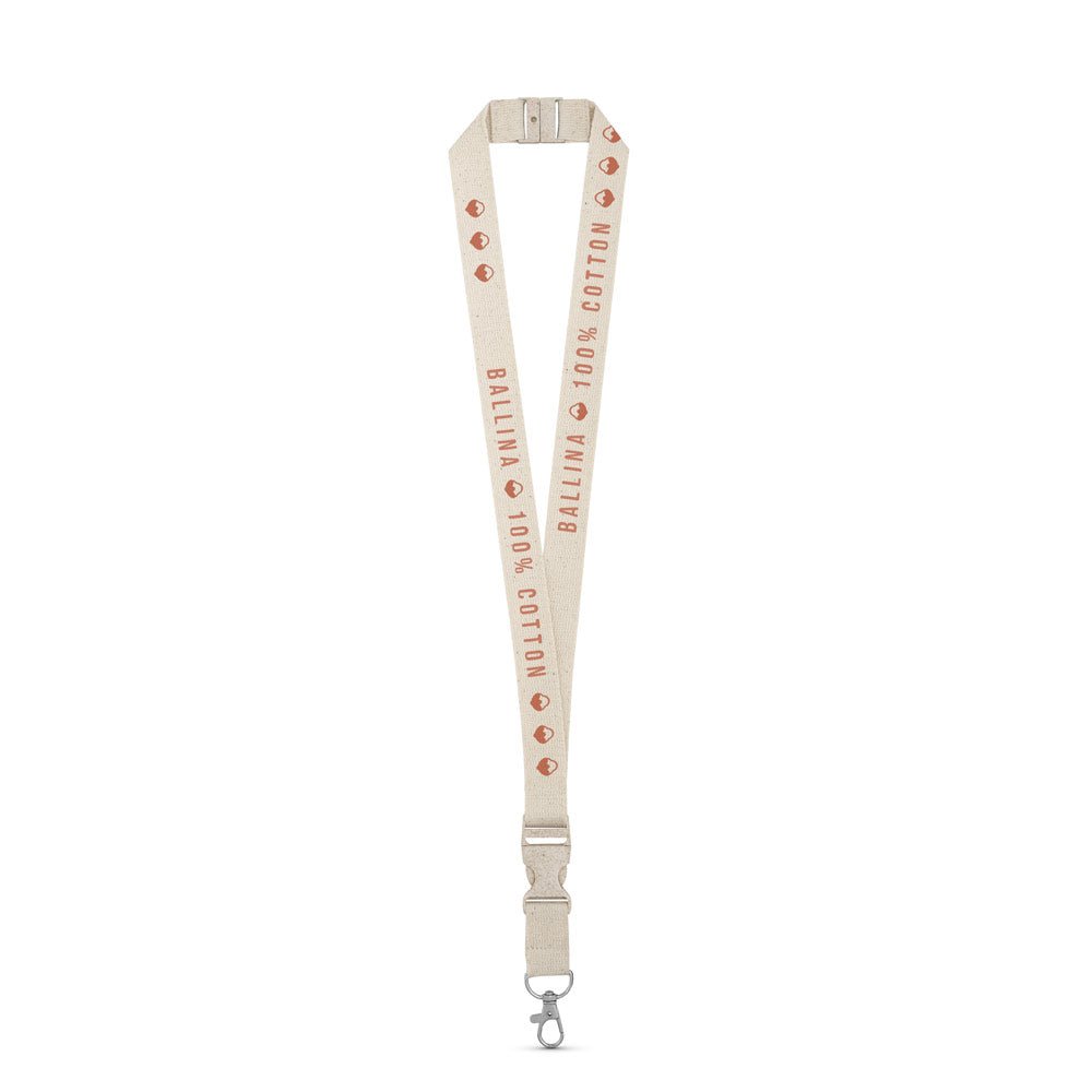 Ballina. 100% Cotton Lanyard With Metal Carabiner