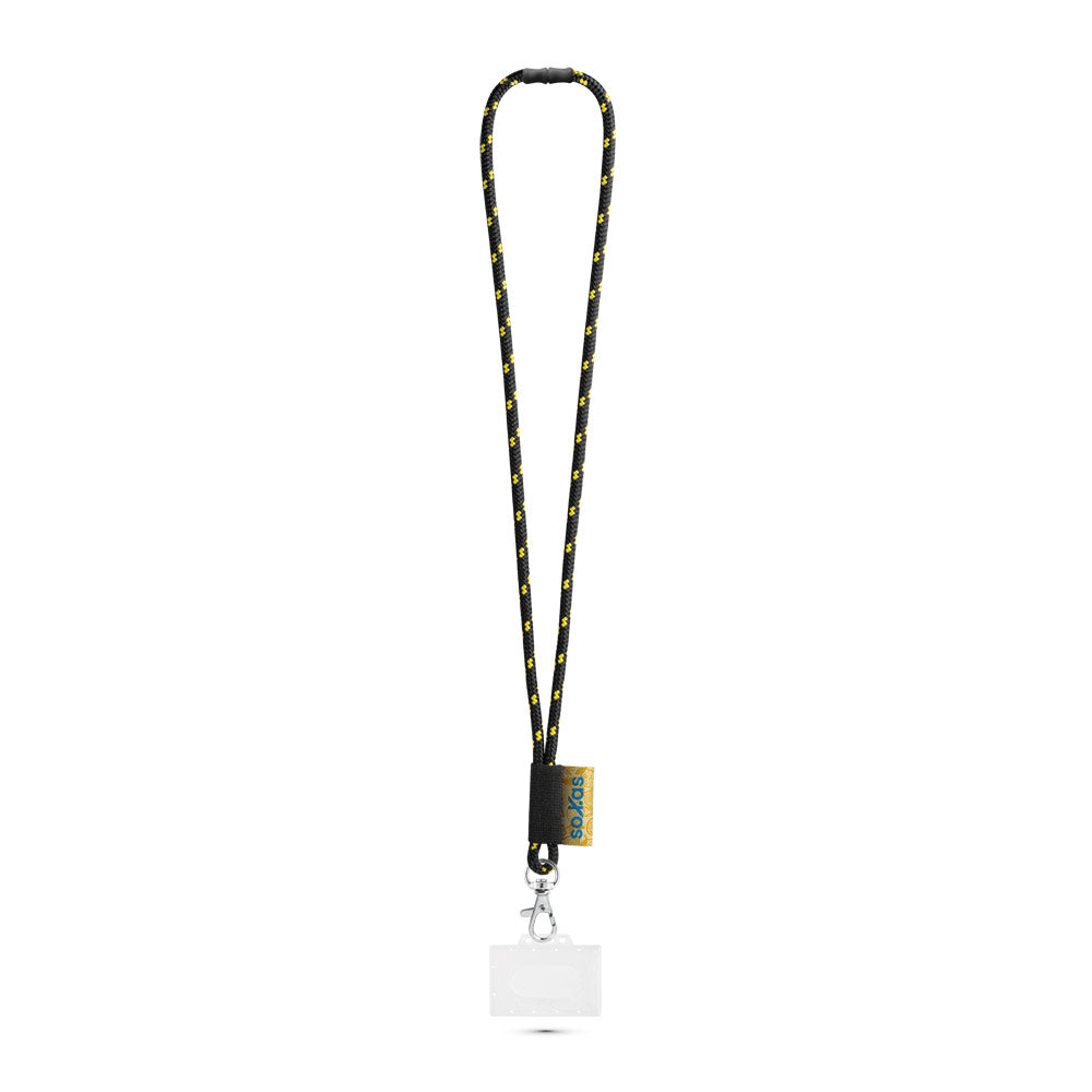 Bridport. Set Lanyard Nautic Long (Ø 7 Mm) With Hook Trigger Snap 9 Mm, Safety Lock Ø 7 Mm And Rigid Id Badge / Card Holder 91 X 68 Mm