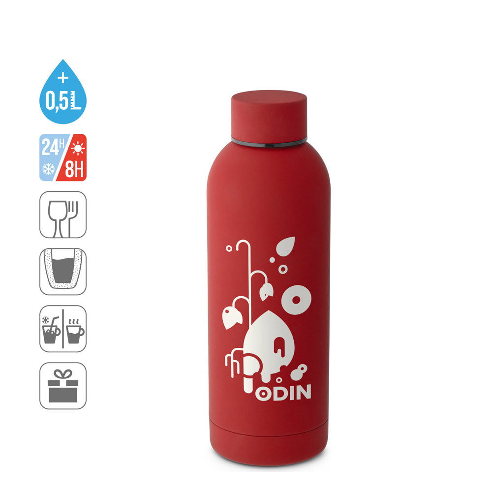 Odin. Double Wall Vacuum Stainless Steel (36% Recycled) Bottle With Rubber Coating 550 Ml