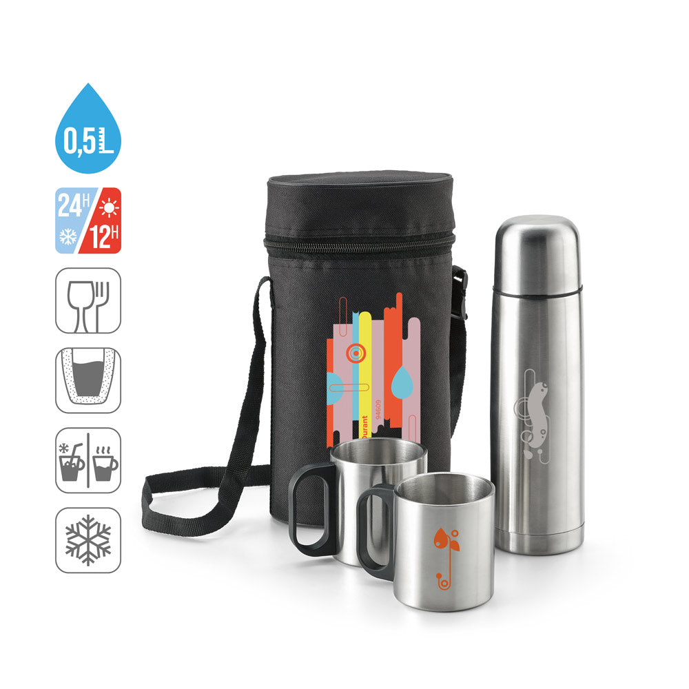 Durant. Stainless Steel Thermos And Mugs Set