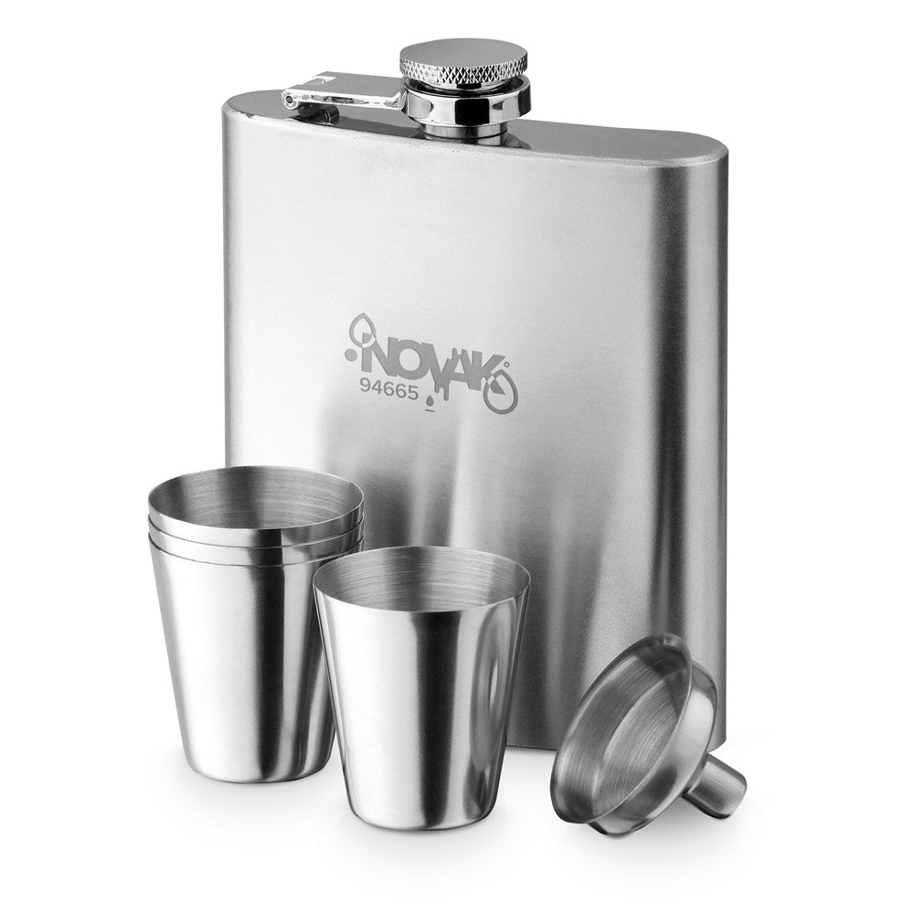 Novak. Stainless Steel Bottle And Glasses Set 200 Ml