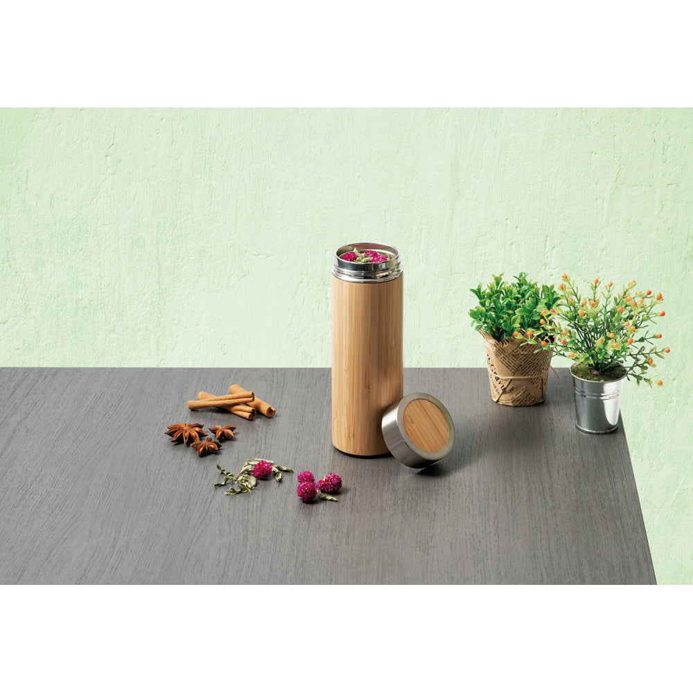 Naturel. Bamboo And Stainless Steel (90% Recycled) Thermal Bottle 430 Ml