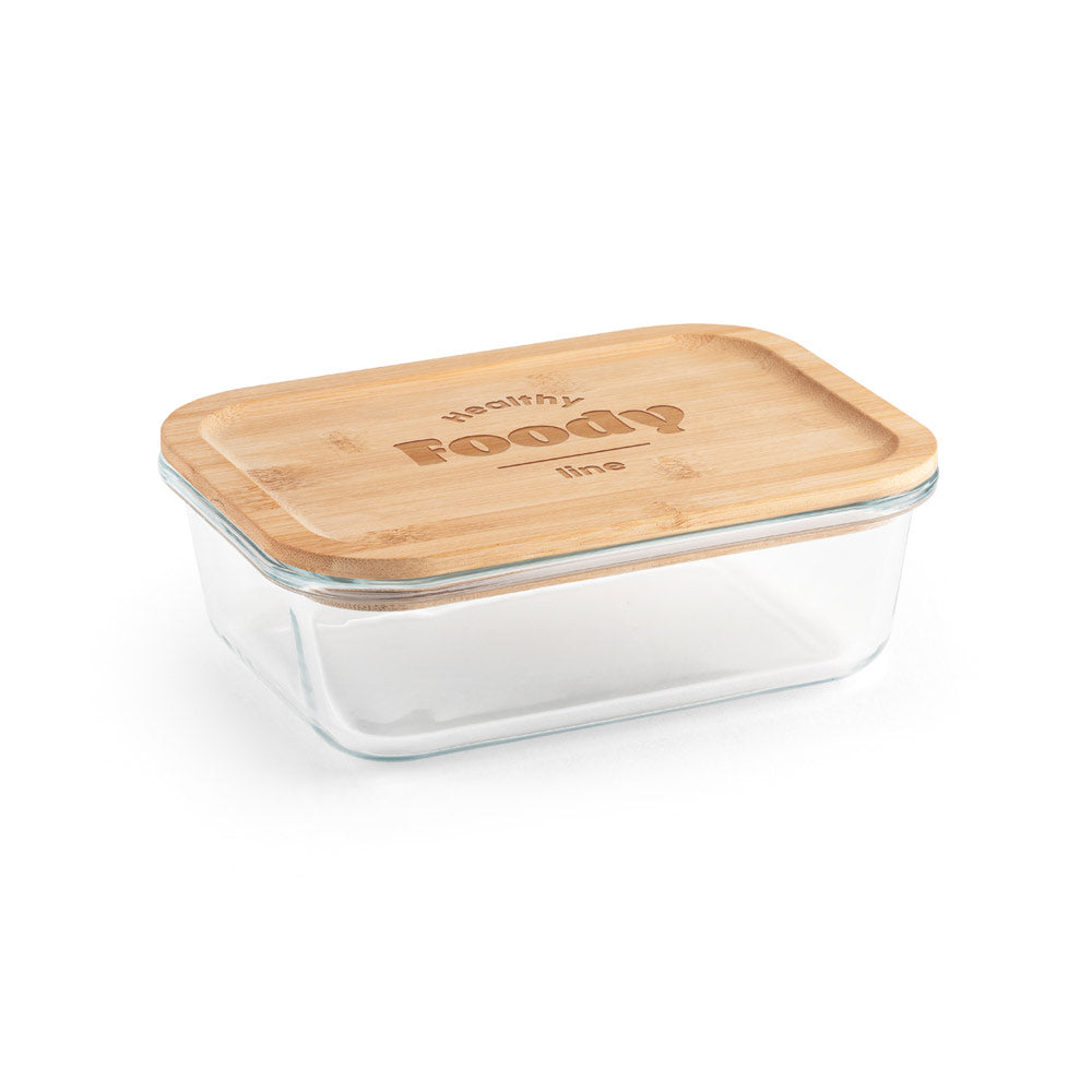 Portobello. Lunch Box. Hermetic Box In Borosilicate Glass And Bamboo Lid 1000 Ml