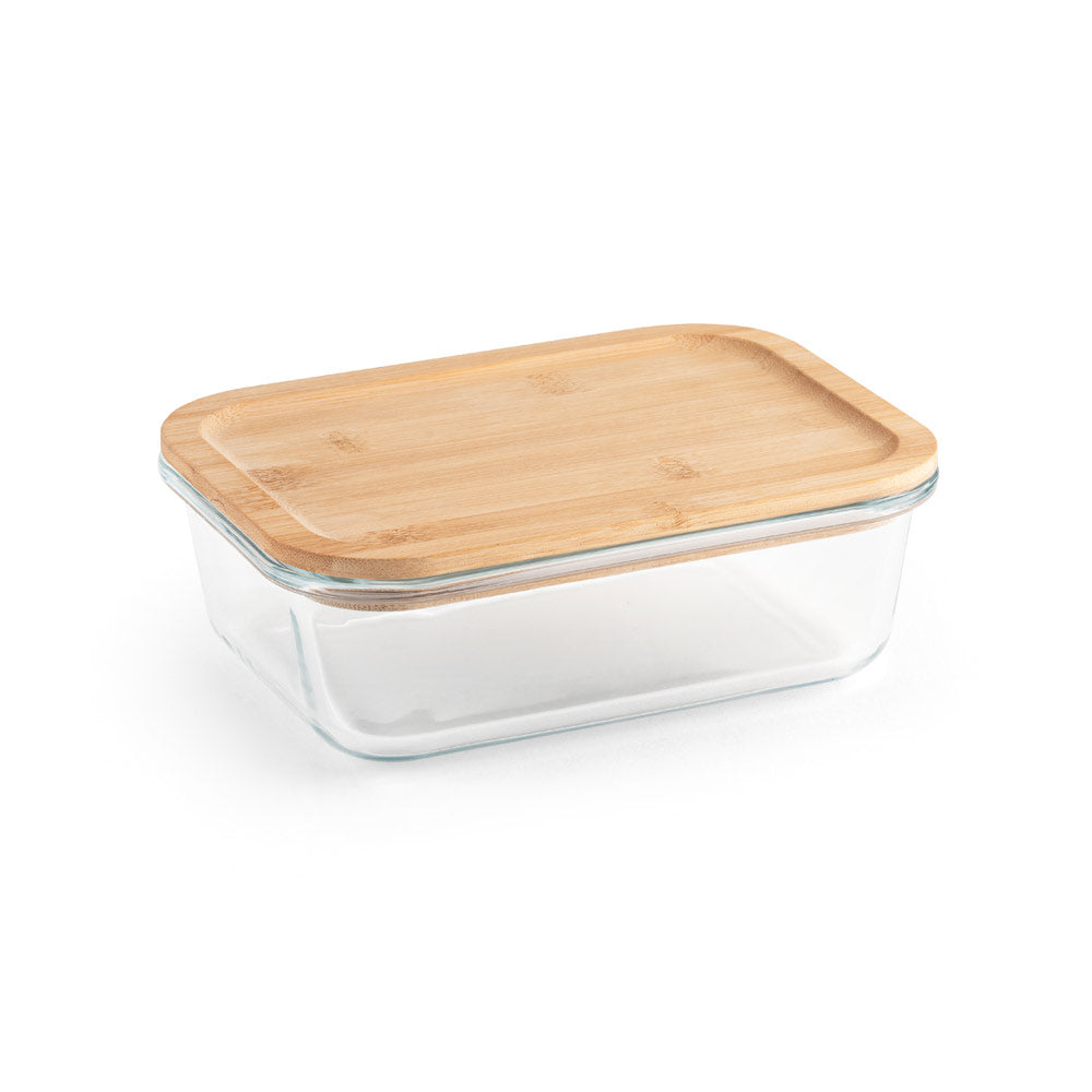 Portobello. Lunch Box. Hermetic Box In Borosilicate Glass And Bamboo Lid 1000 Ml