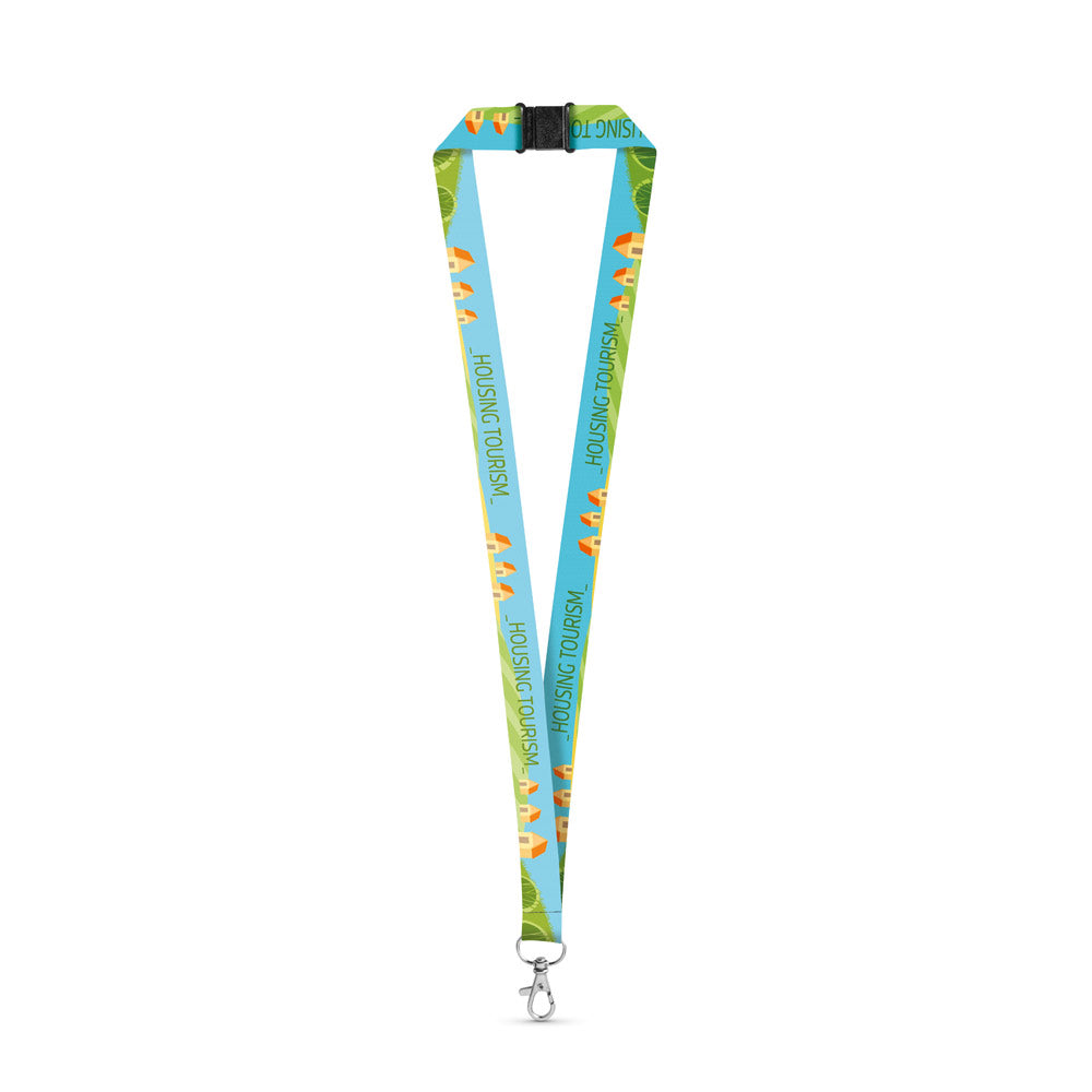 Dover. Set Lanyard Sublimation Long Ii (20 Mm) In Recycled Polyester (100% Rpet) With Hook Trigger Snap 20 Mm And Safety Lock