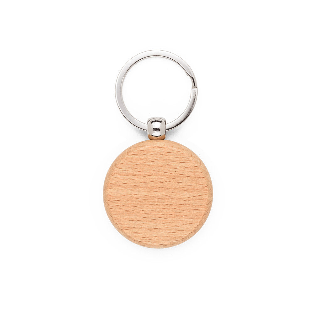 Stewie Round. Round Keyring In Beech Wood