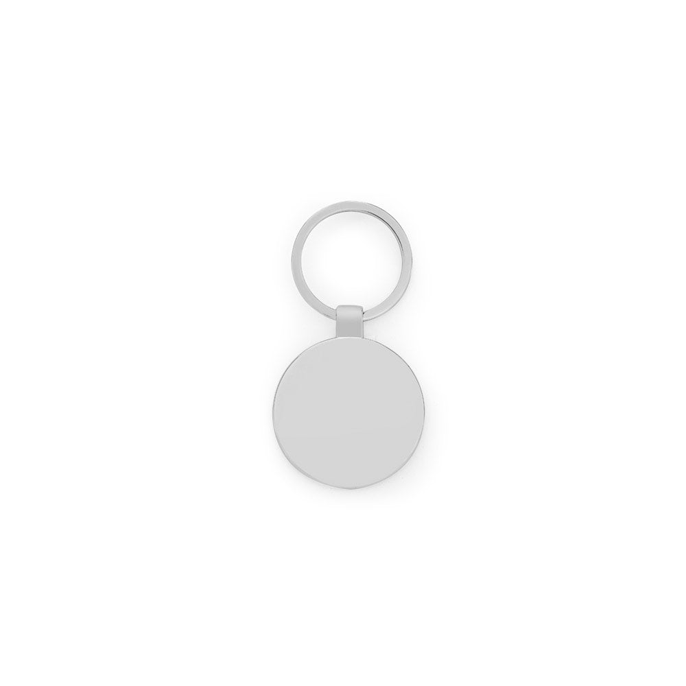Gaston Round. Round Iron Keychain In Zinc And Bamboo