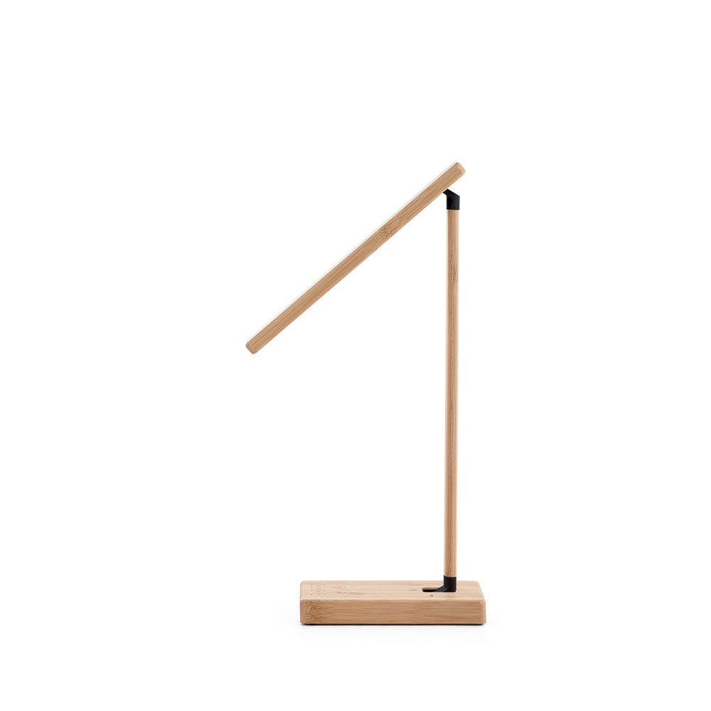 Morey. Folding Desk Lamp With 15W Superfast Wireless Charger In Bamboo