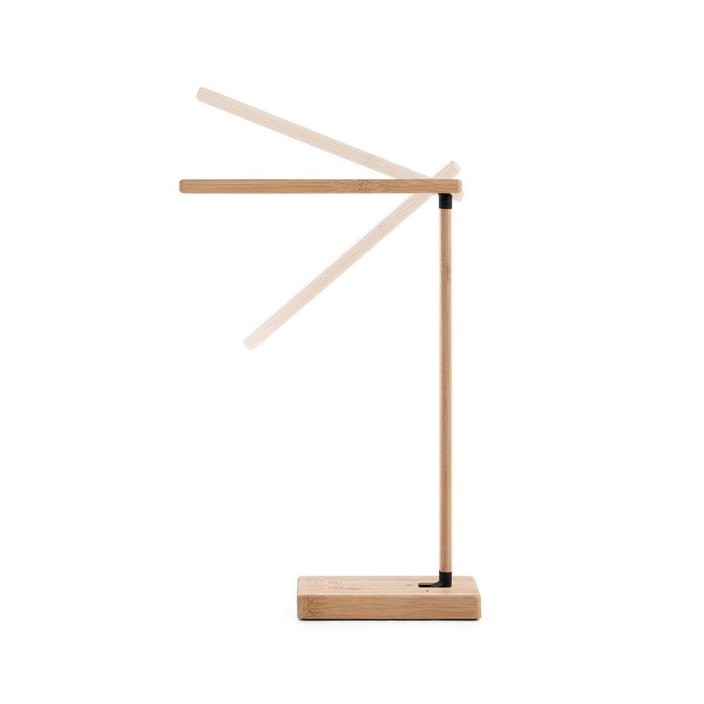 Morey. Folding Desk Lamp With 15W Superfast Wireless Charger In Bamboo