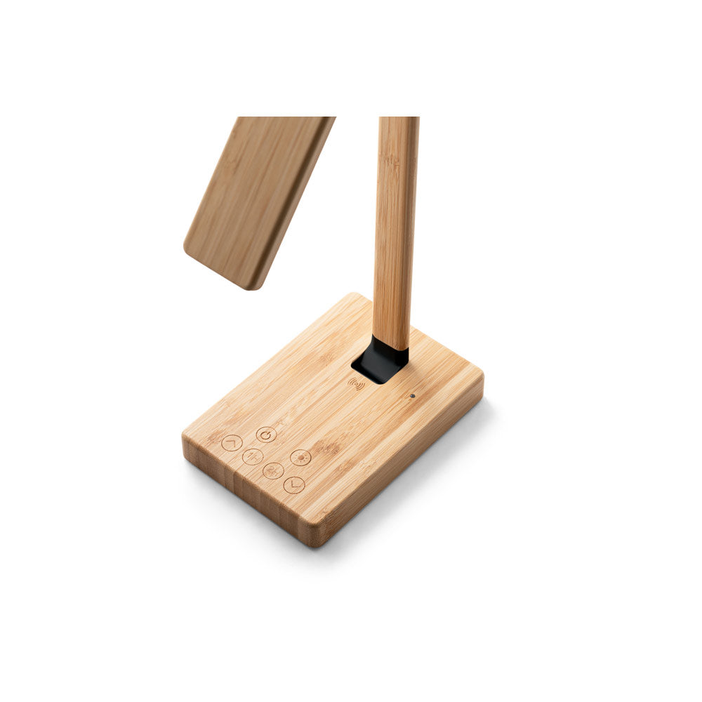 Morey. Folding Desk Lamp With 15W Superfast Wireless Charger In Bamboo
