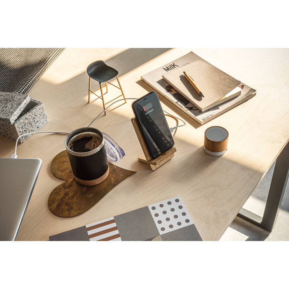 Lange. Smartphone Holder With 15W Super-Fast Wireless Charger In Bamboo