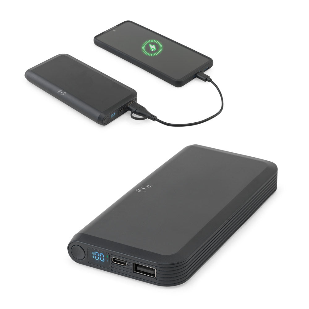 Becker 10. 10.000 Mah Power Bank In Recycled Abs (100% Rabs) With 15W Superfast Wireless Charger