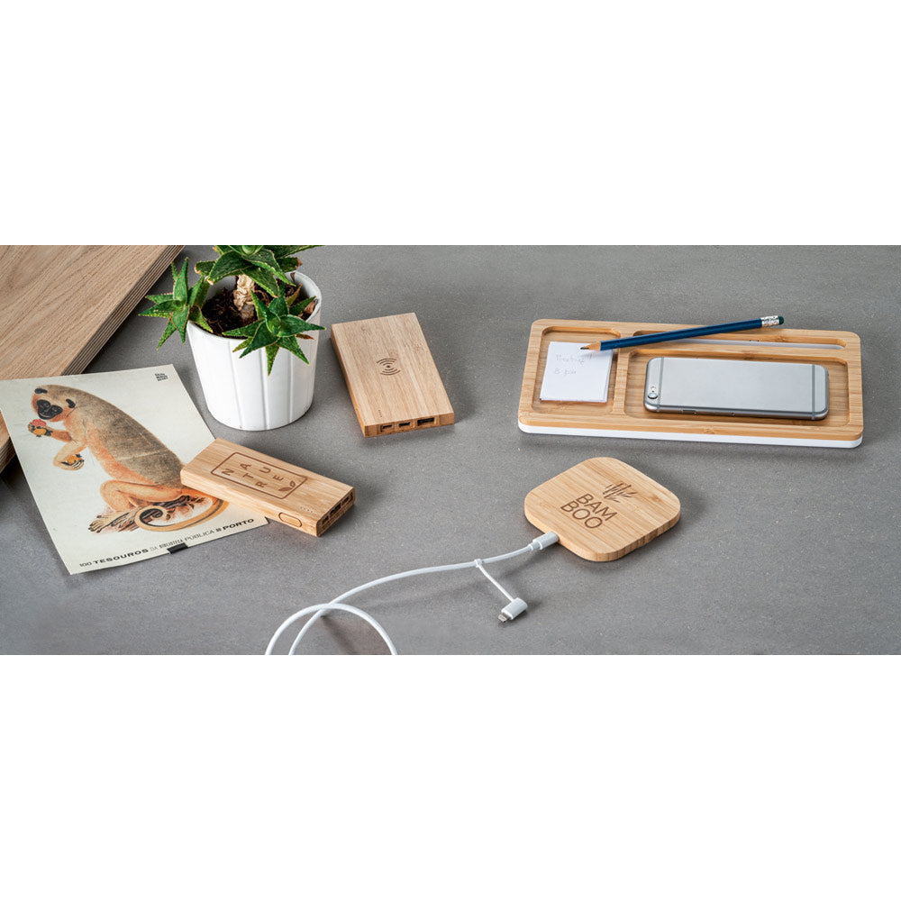 Fitch. Power Bank 5.000 Mah With 5W Wireless Charger In Bamboo