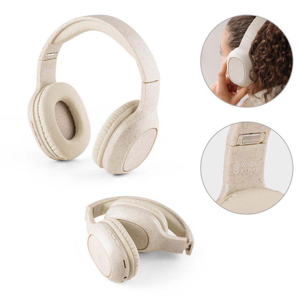 Feynman. Foldable Wireless Headphones With 4-Hour Battery Life In Wheat Straw And Abs