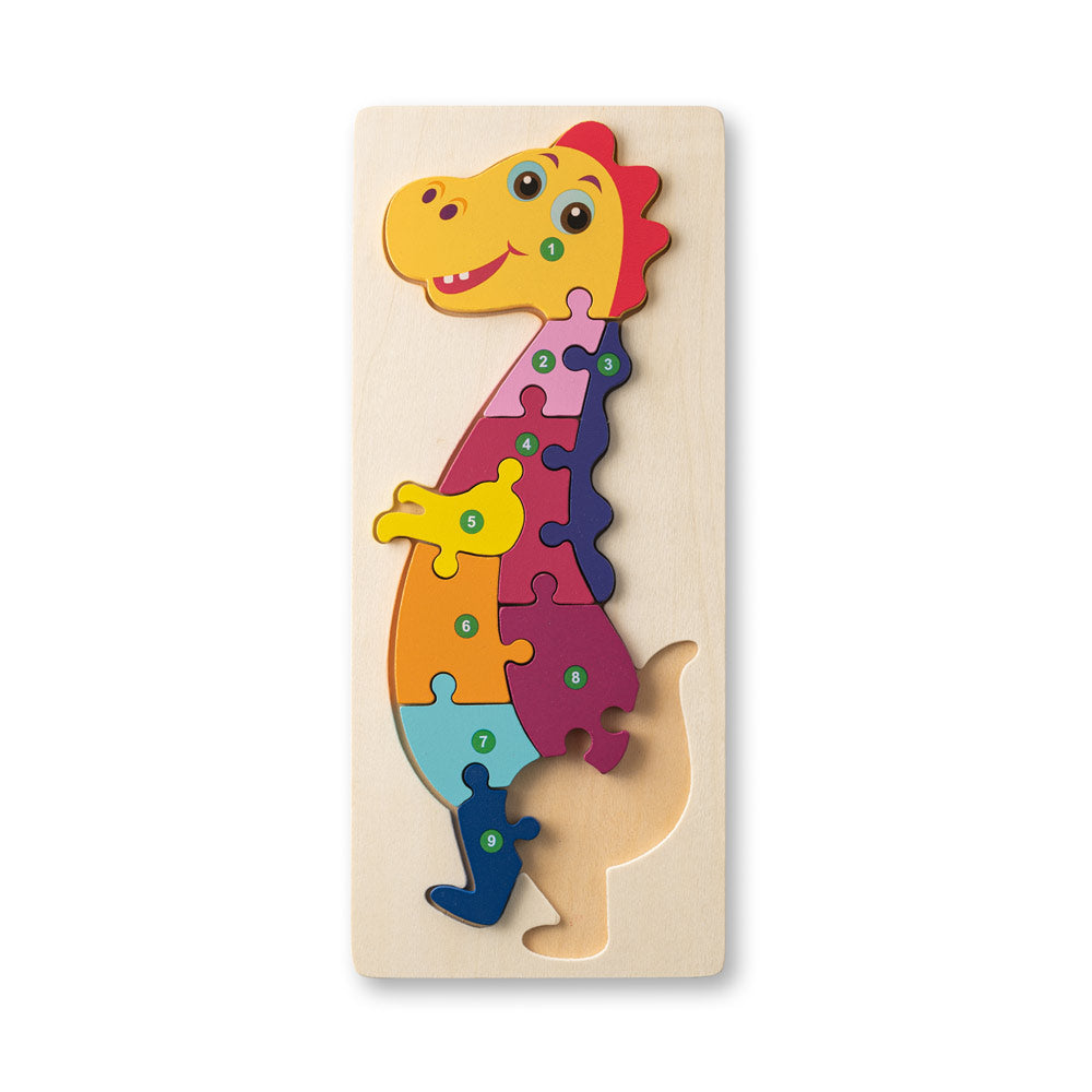 Diplodoco. Dinosaur-Shaped Puzzle In Pine Plywood
