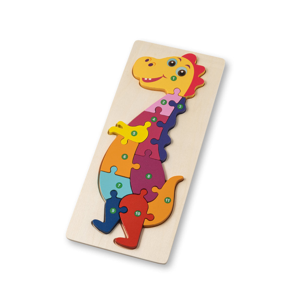 Diplodoco. Dinosaur-Shaped Puzzle In Pine Plywood