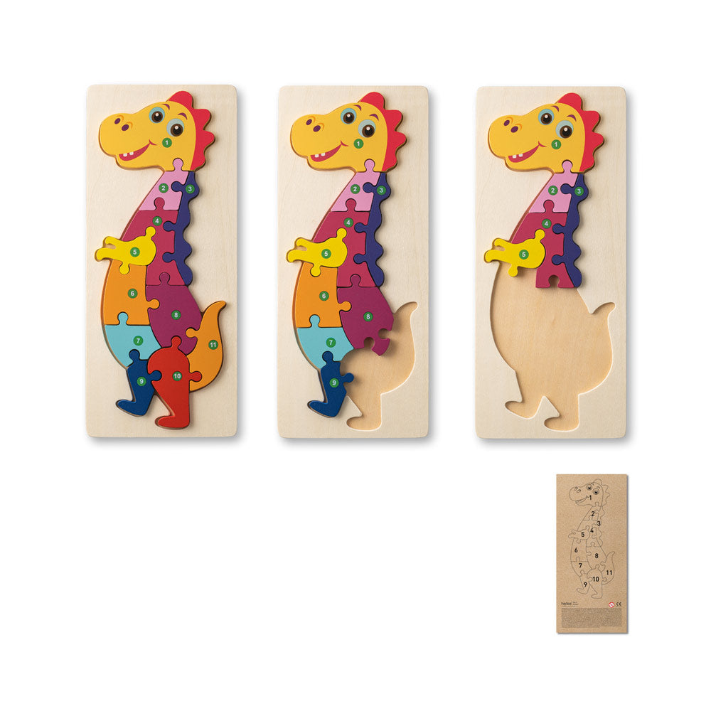 Diplodoco. Dinosaur-Shaped Puzzle In Pine Plywood