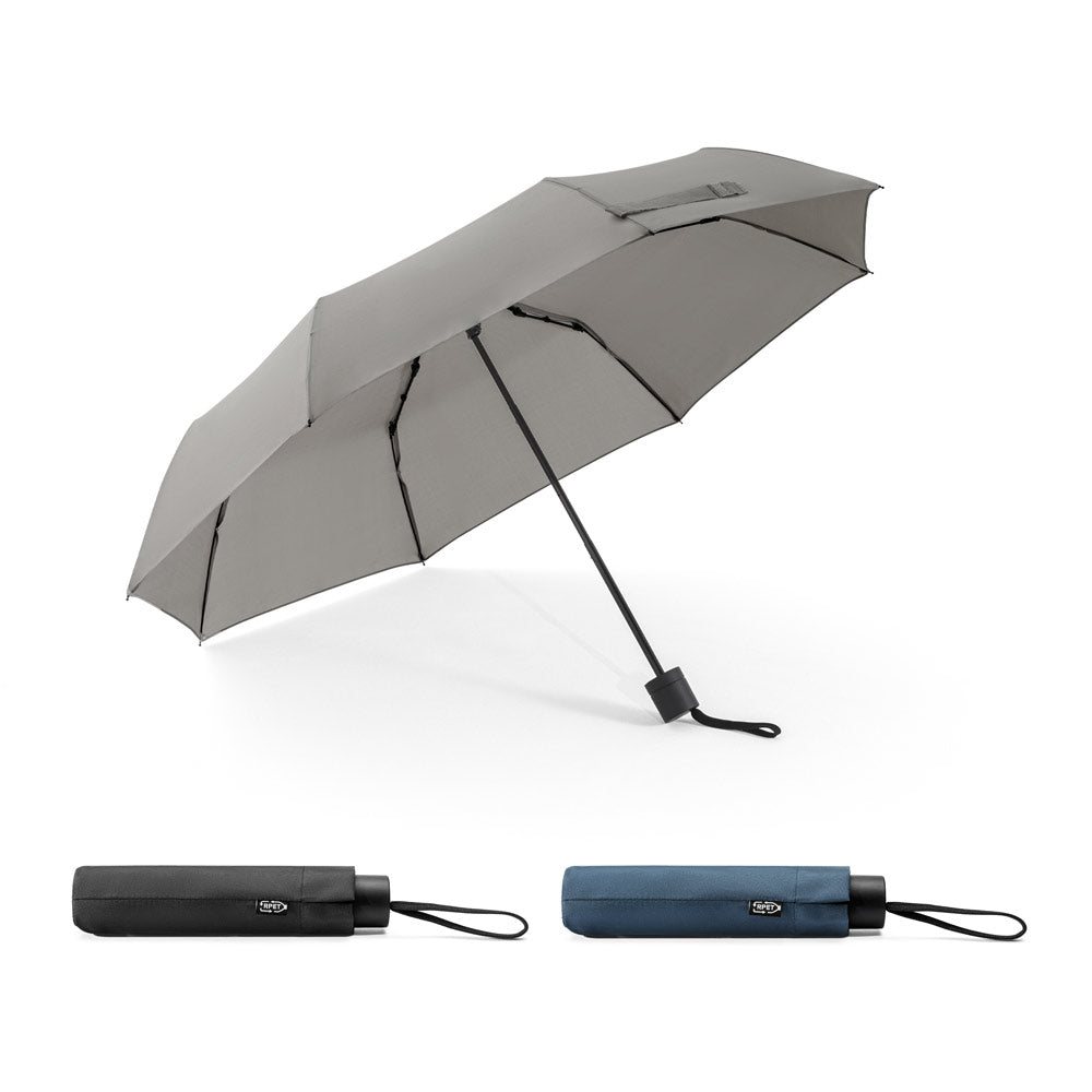 Aiden. 21" Umbrella In Recycled Polyester (100% Rpet) Pongee 190T, Foldable In 3 Sections