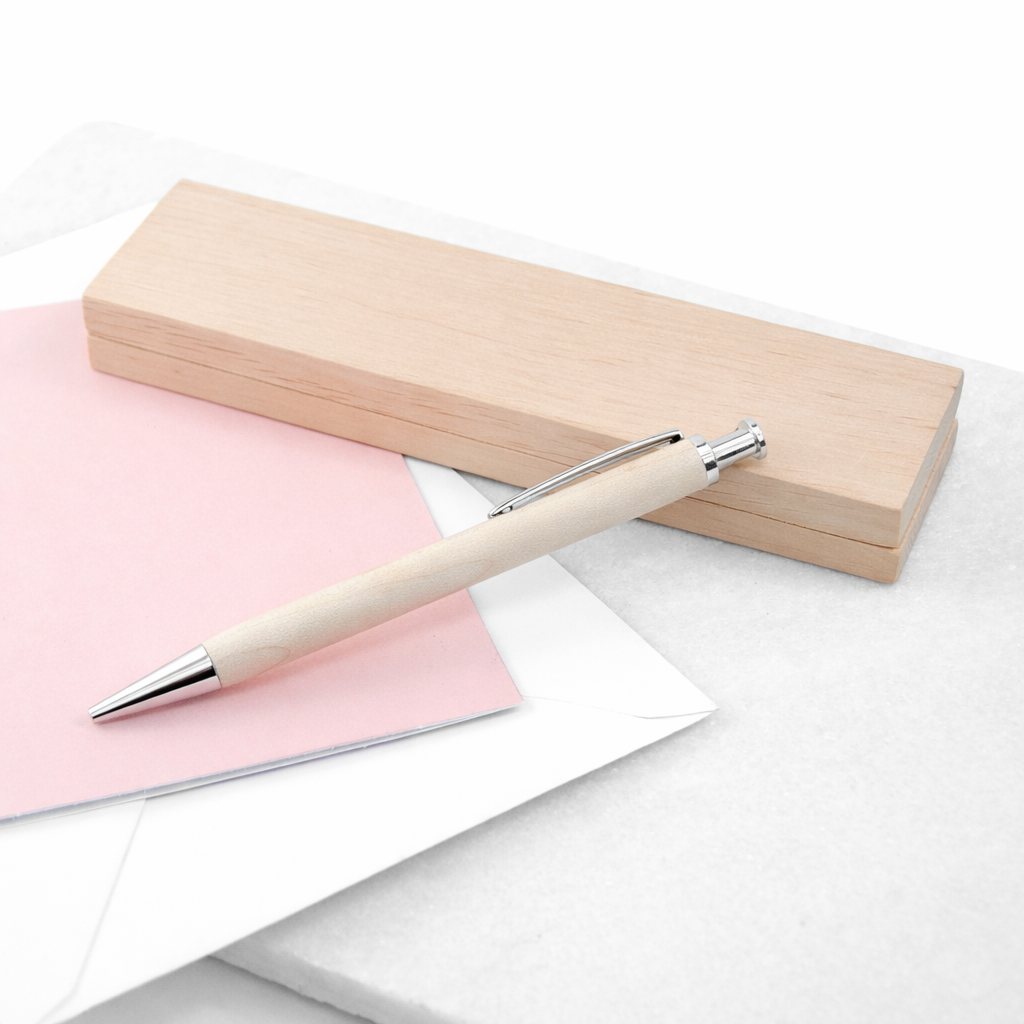 Beech Wood Twin Ballpoint Pen Set