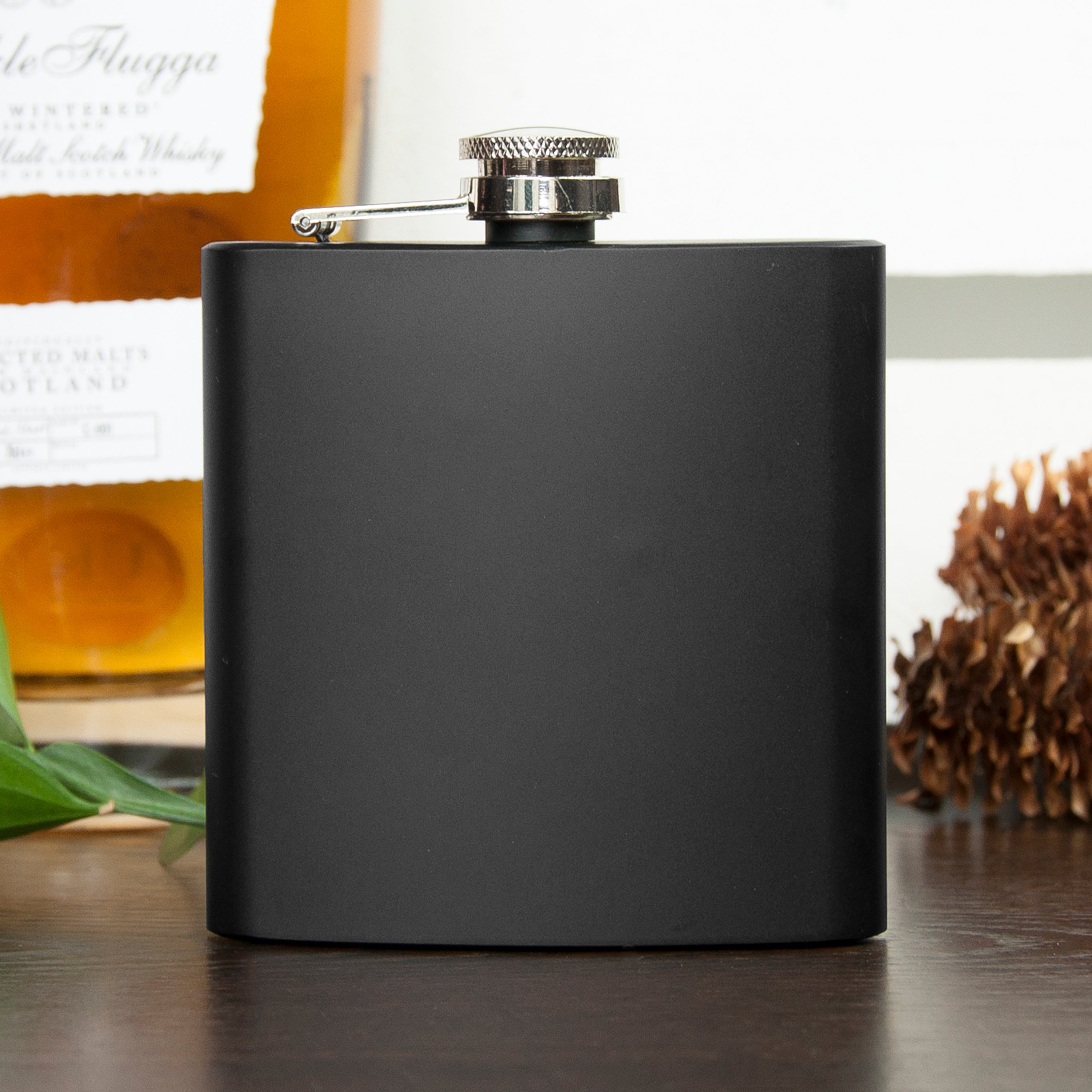 6oz Matte Black Stainless Steel Hip Flask