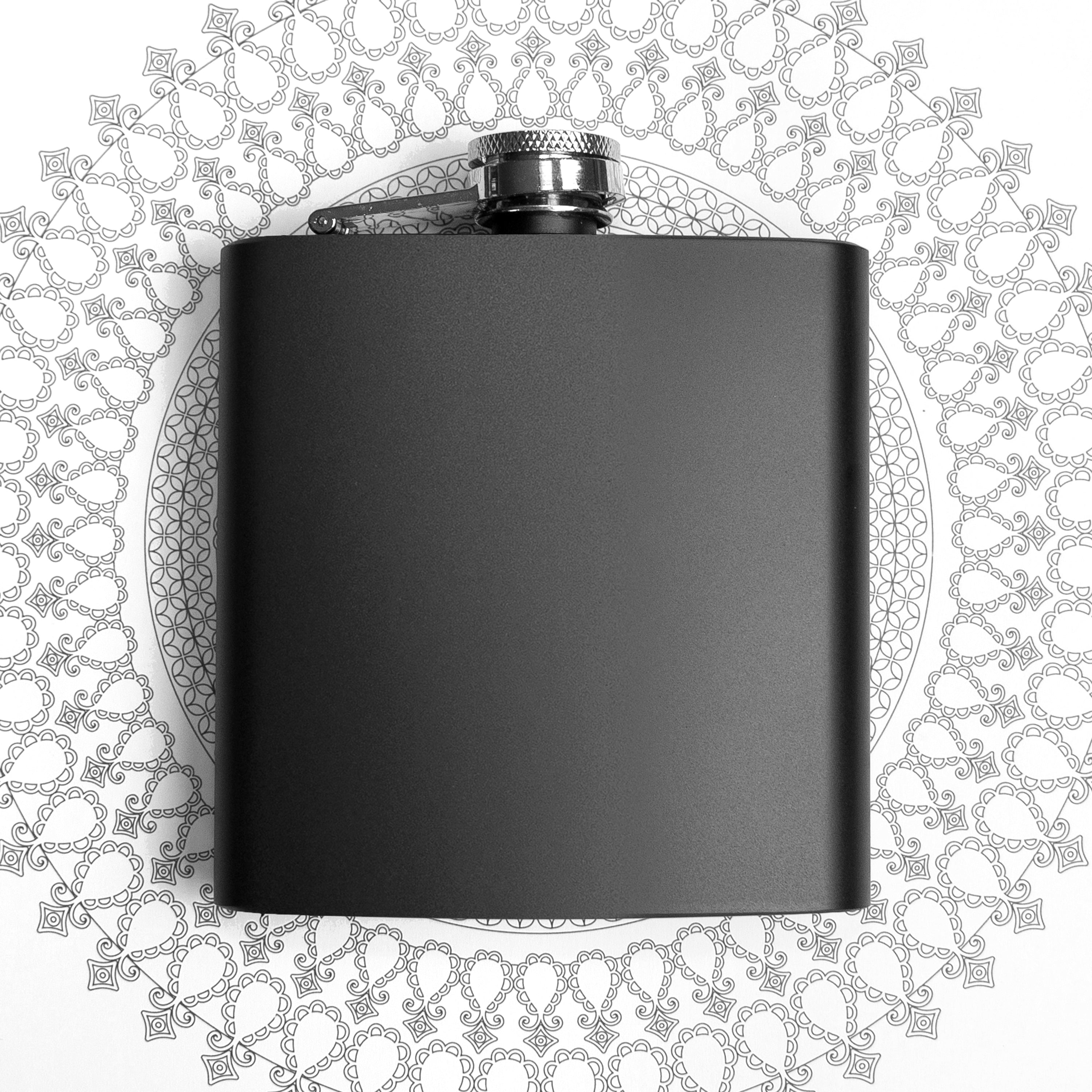 6oz Matte Black Stainless Steel Hip Flask