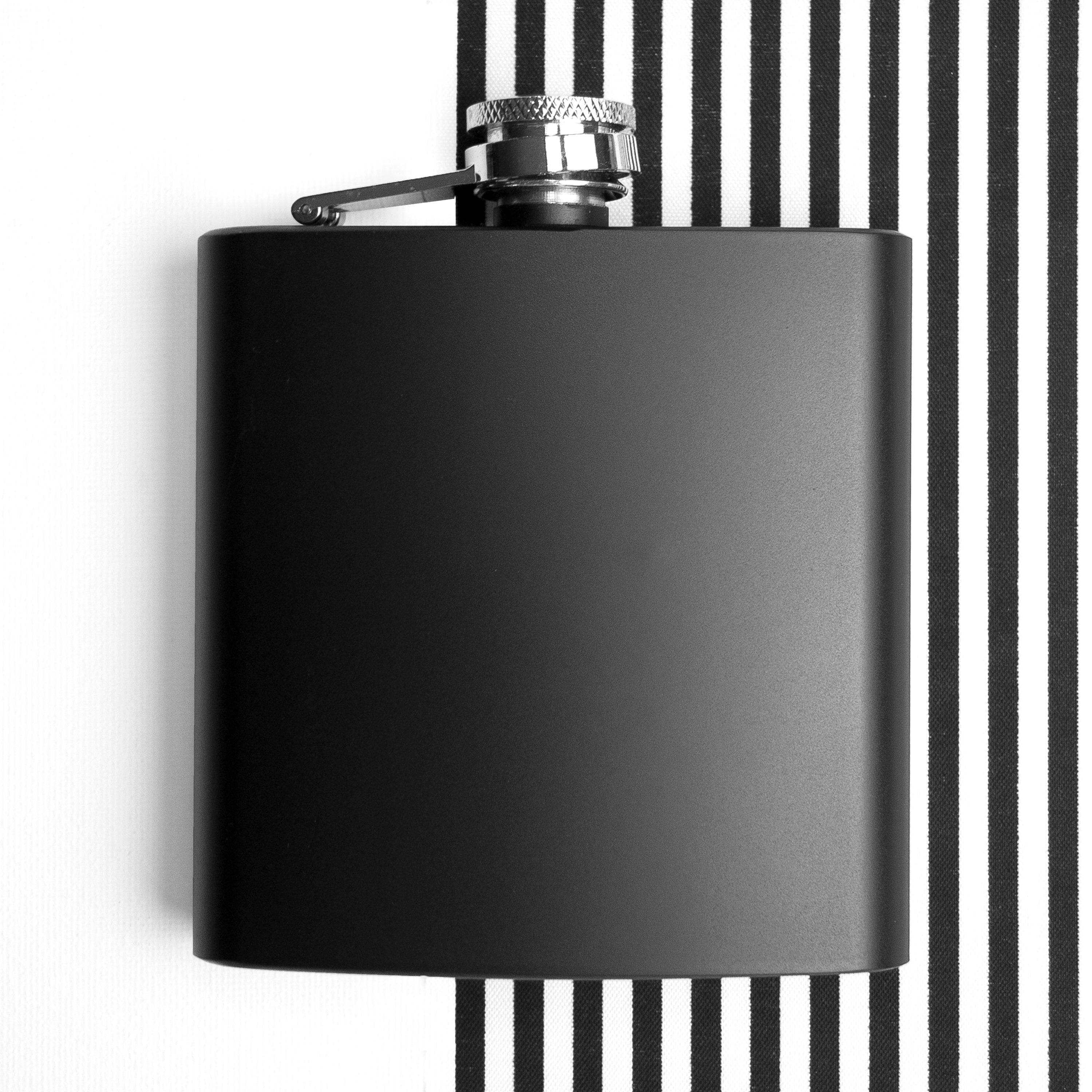 6oz Matte Black Stainless Steel Hip Flask