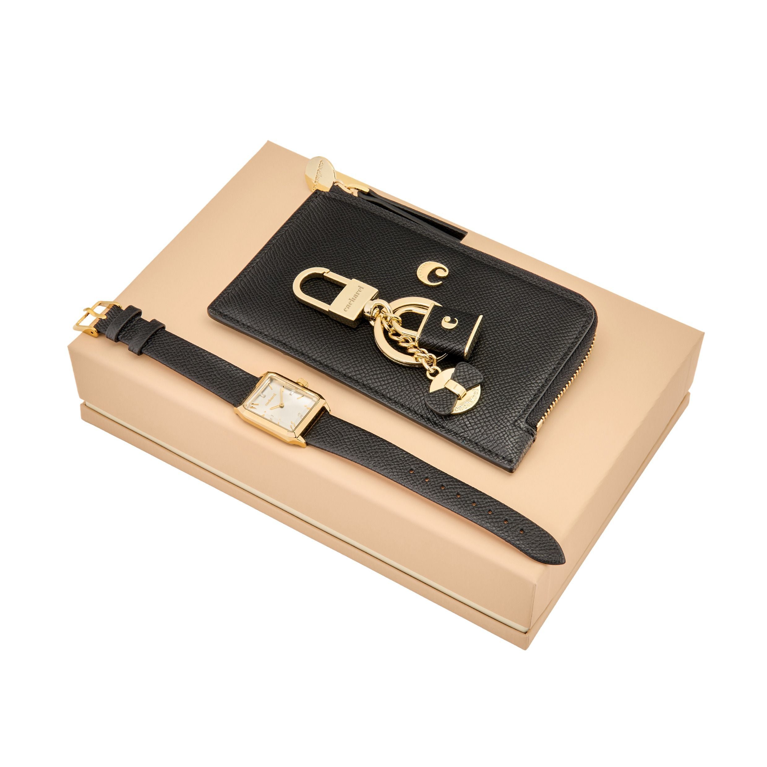Set Séraphine Black (Key Ring, Card Holder & Watch)