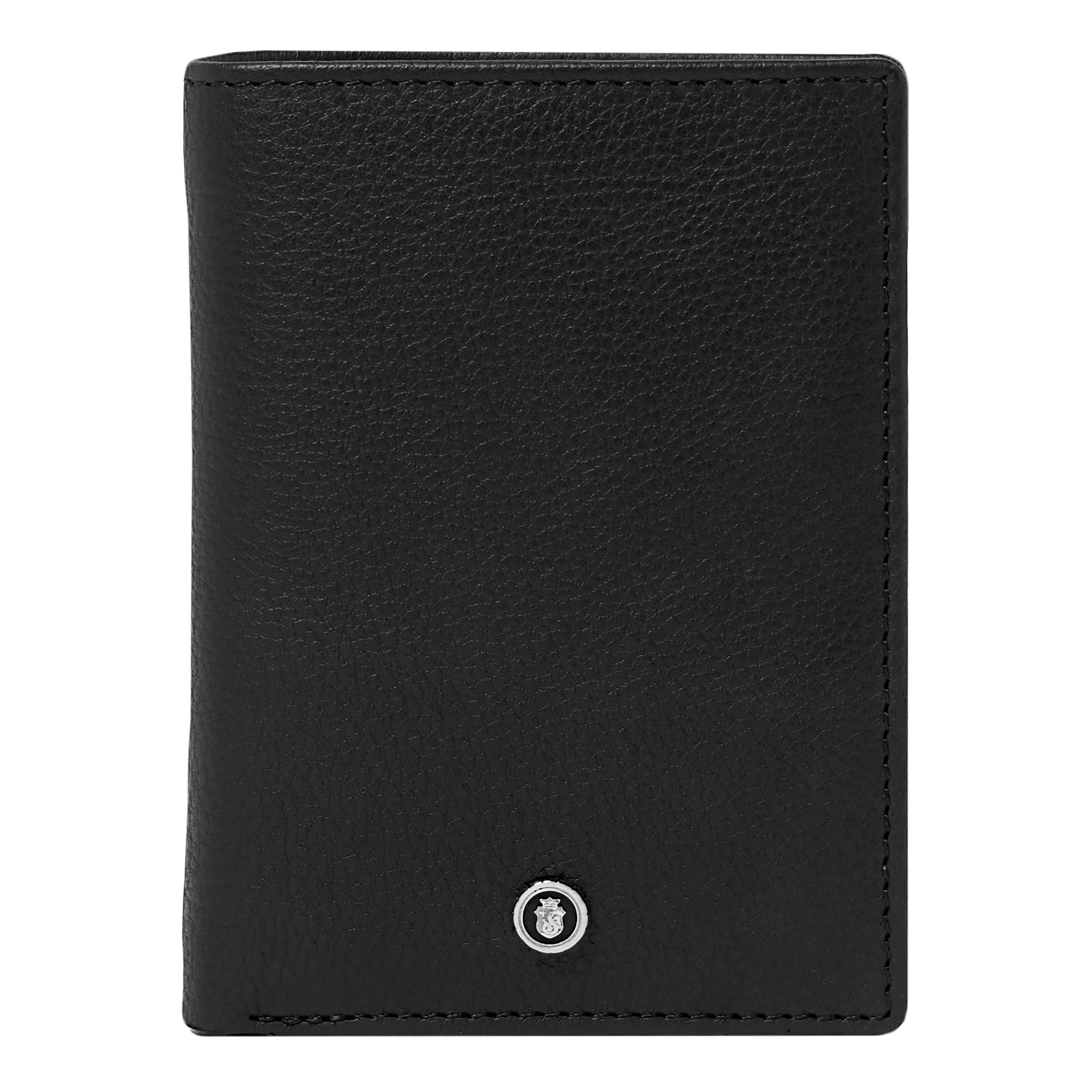 Card Holder With Flap Button Black