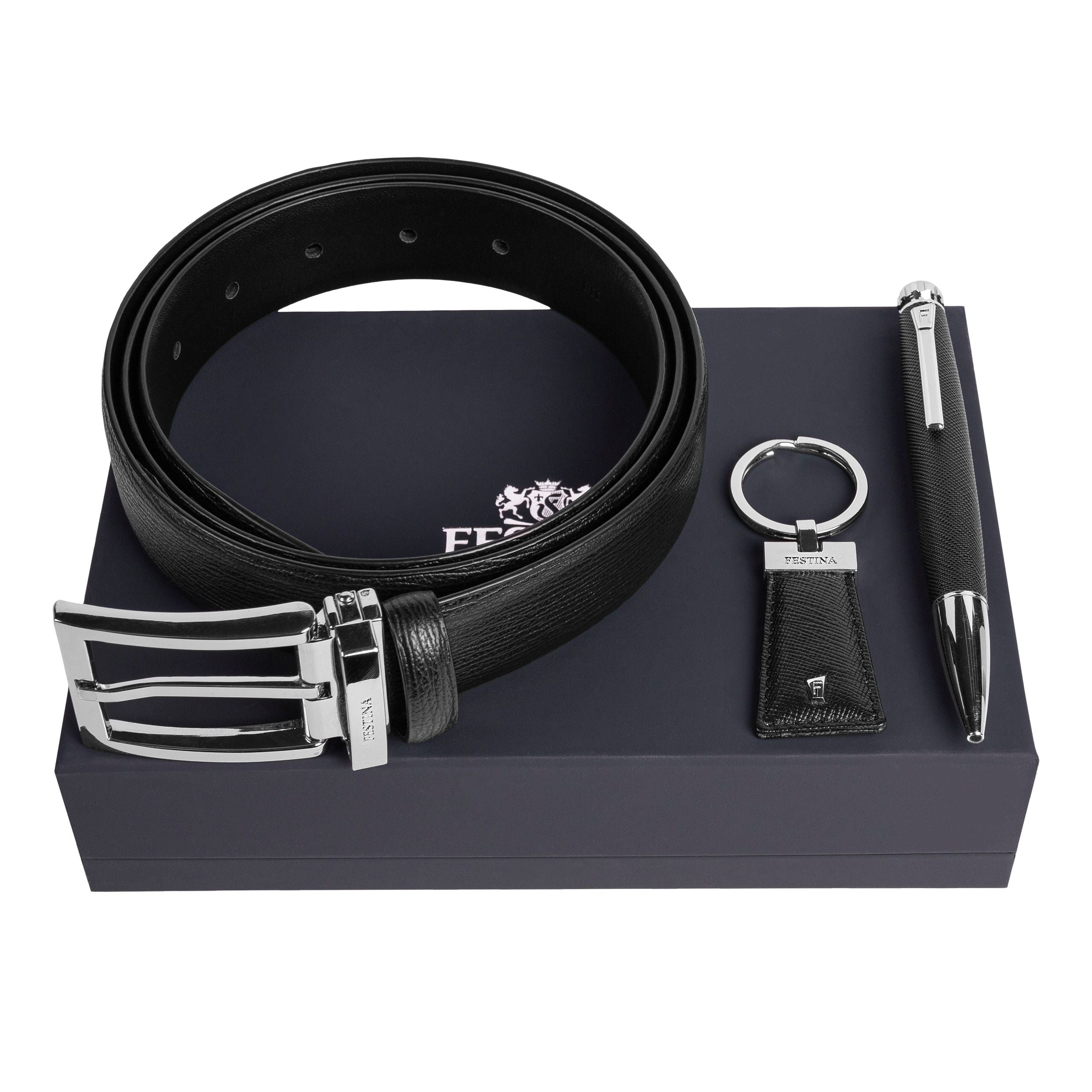 Set Festina Black (Ballpoint Pen, Key Ring & Belt)