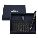 Set Interlace Black (Ballpoint Pen & Card Holder)