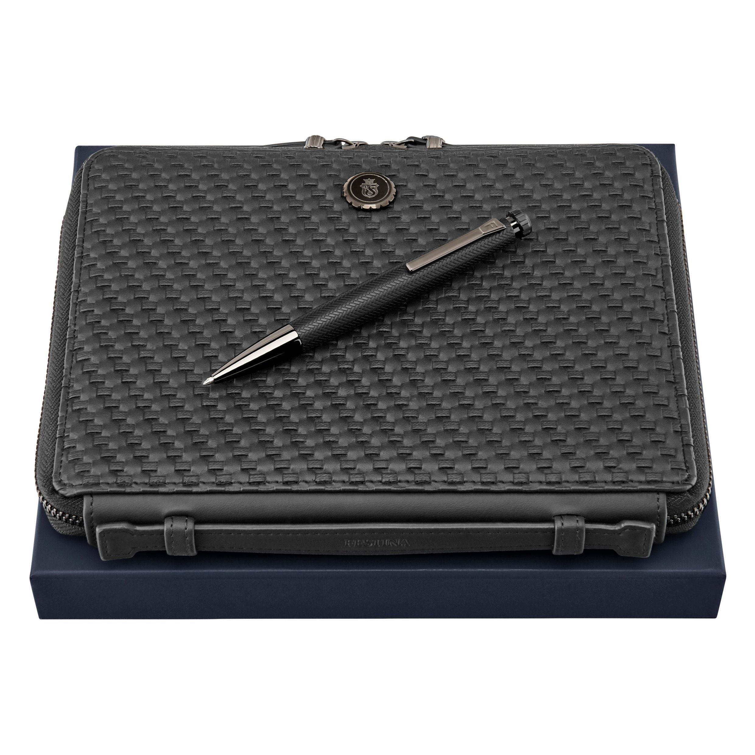 Set Interlace Black (Ballpoint Pen & Conference Folder A5)