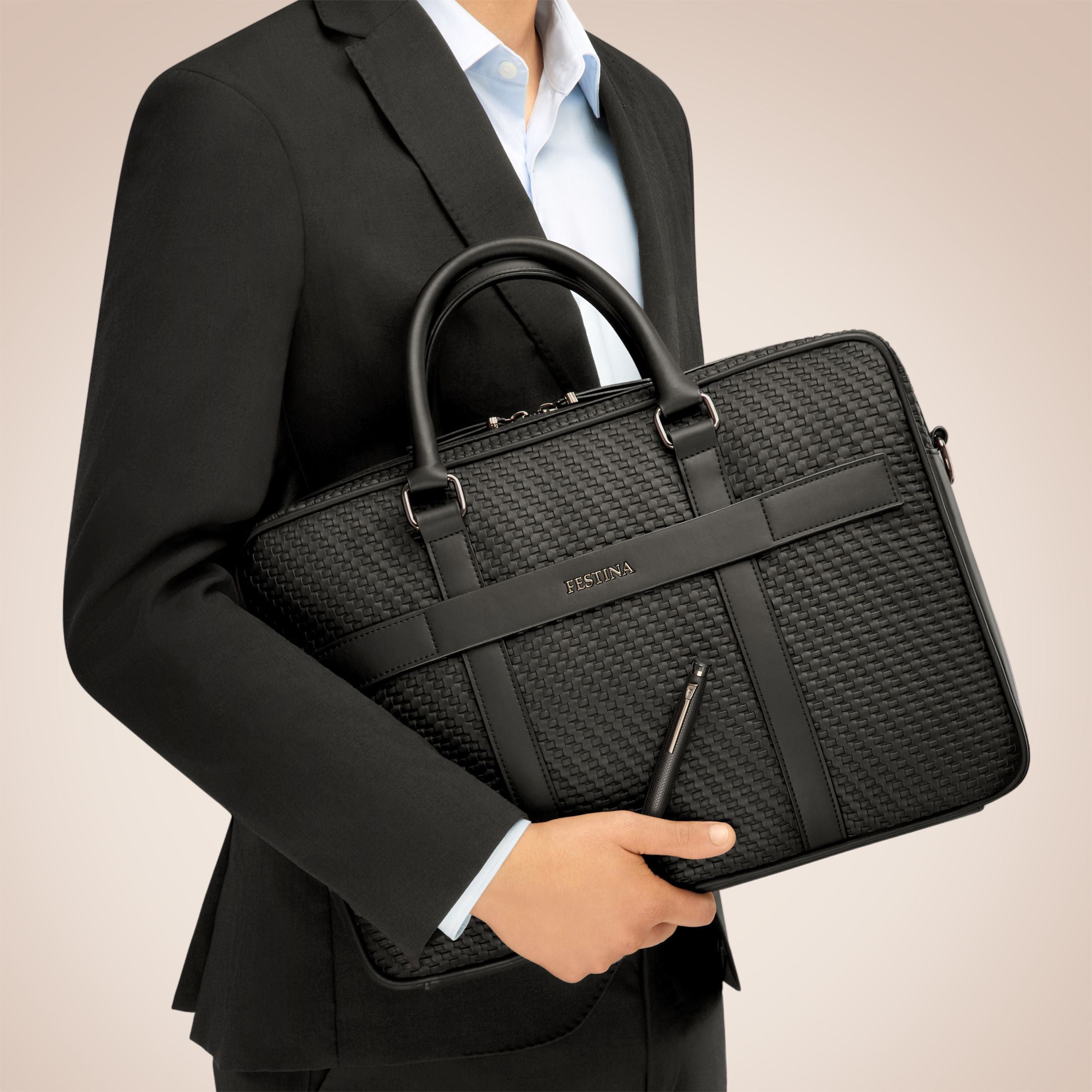Document Bag Interlace Black