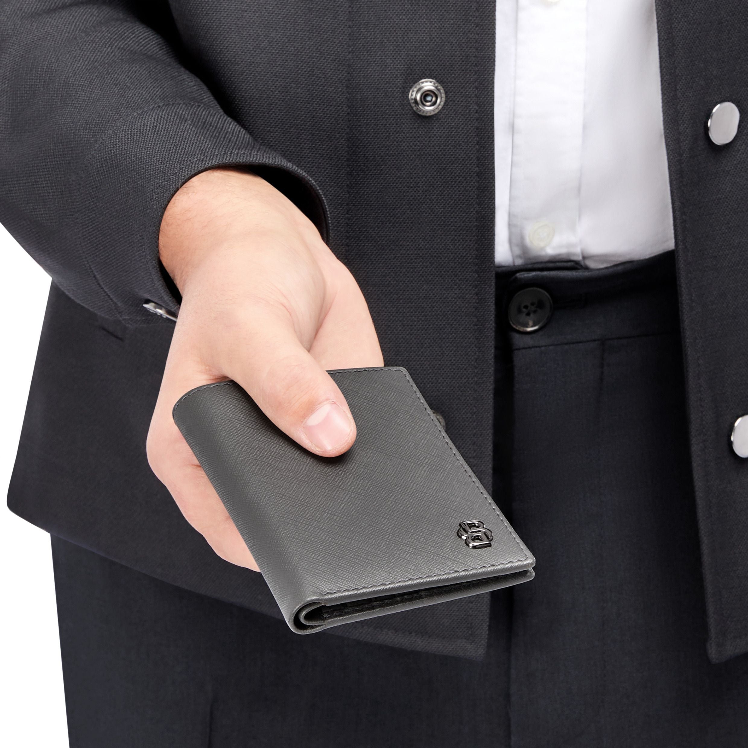 Folding Card Holder Double B Saffiano Black