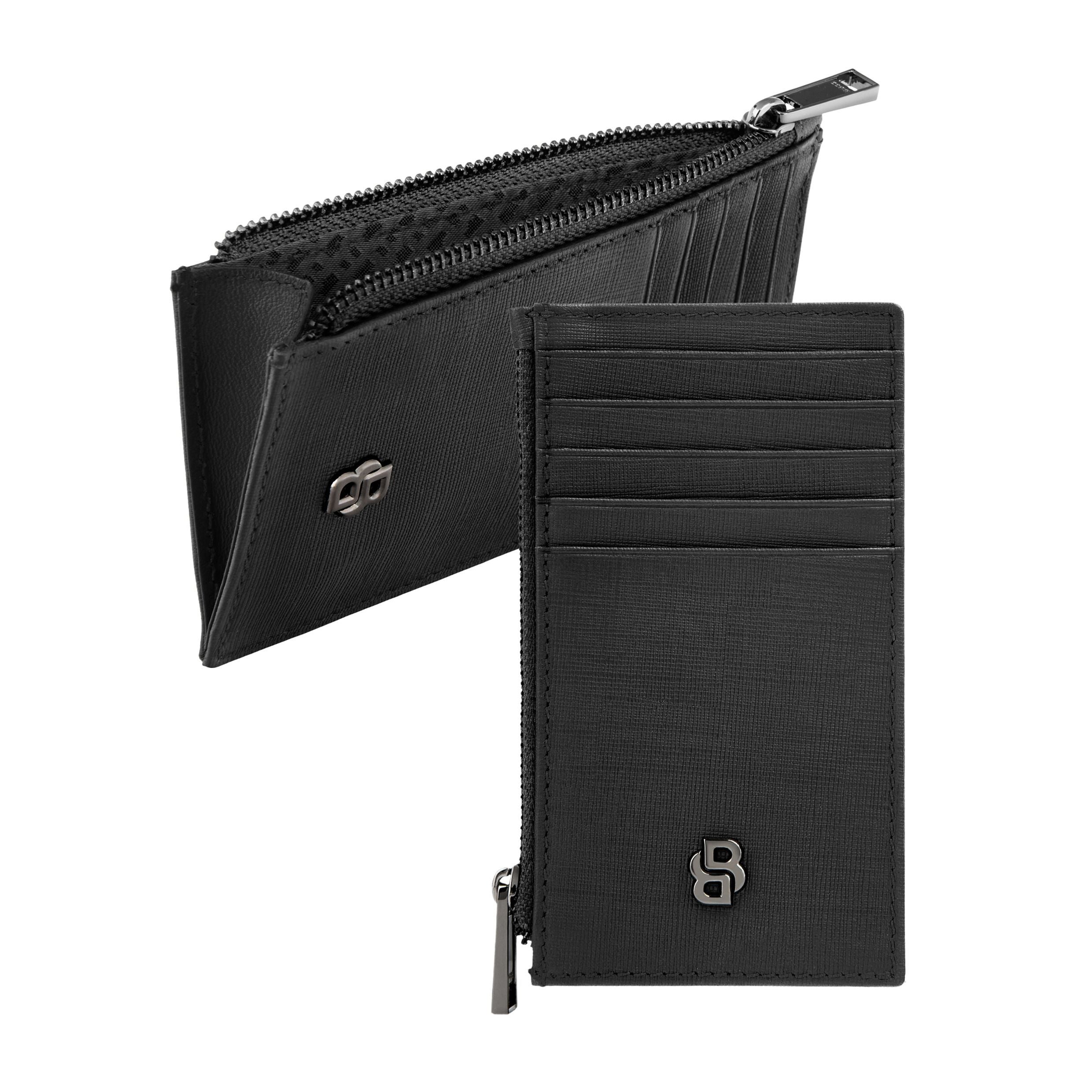Card Holder Zip Double B Saffiano Black
