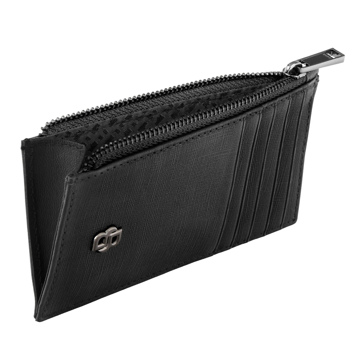 Card Holder Zip Double B Saffiano Black