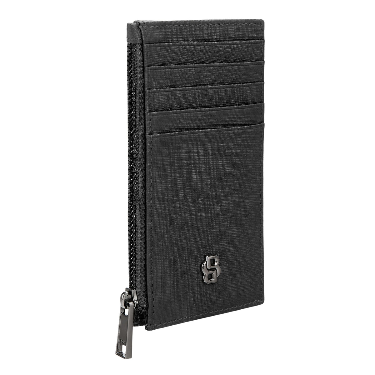 Card Holder Zip Double B Saffiano Black