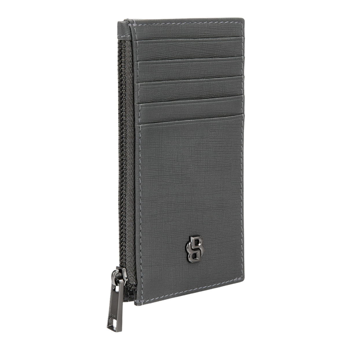 Card Holder Zip Double B Saffiano Black