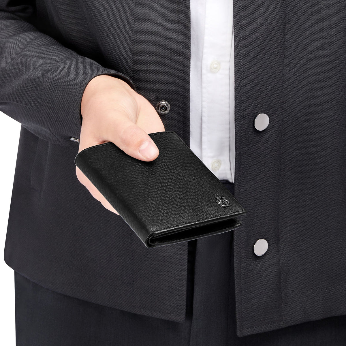 Money Wallet With Flap Double B Saffiano Black