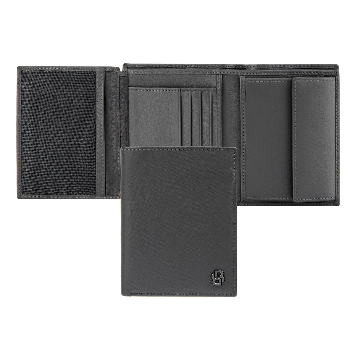 Money Wallet With Flap Double B Saffiano Black