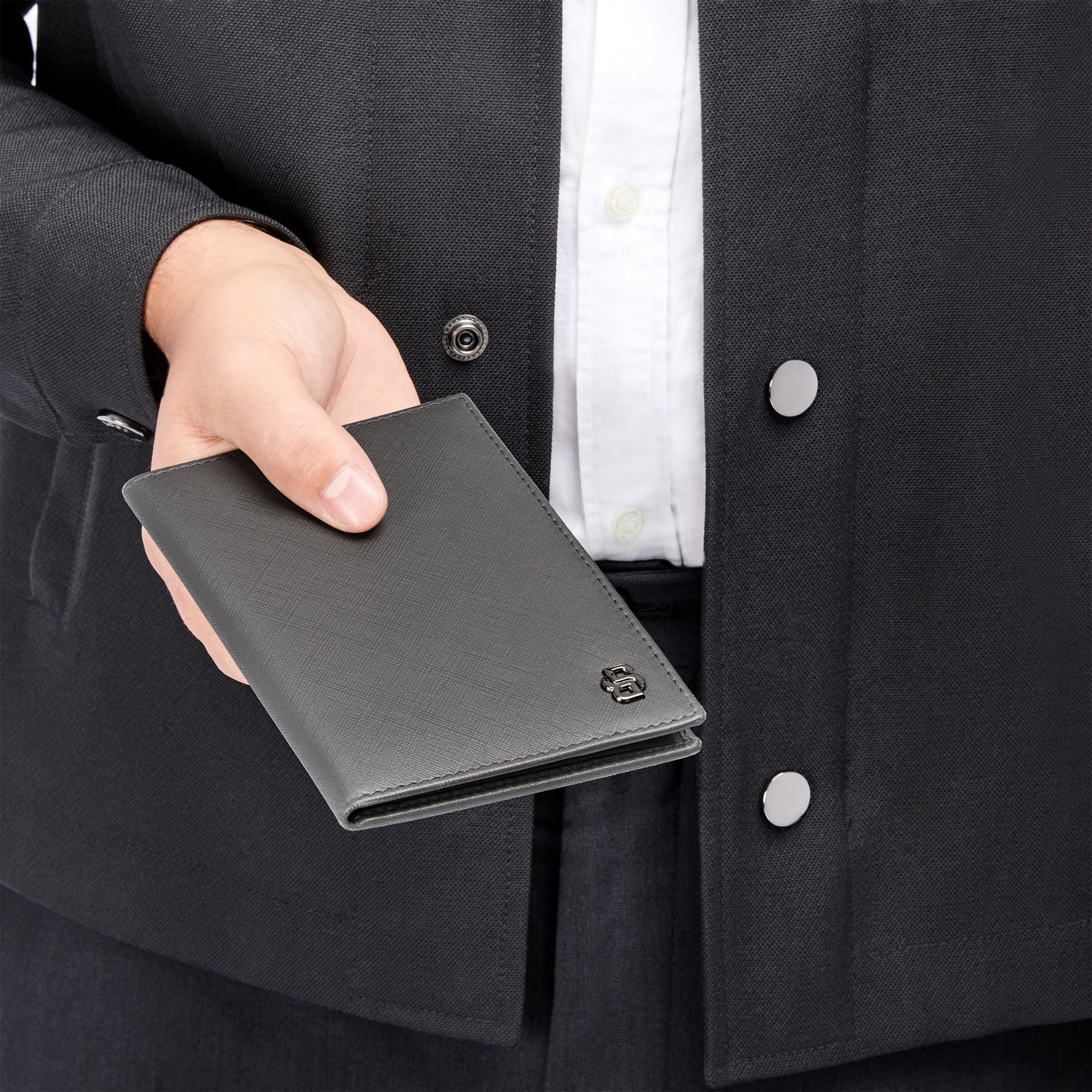 Passport Holder Double B Saffiano Black