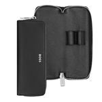Zipped Double Pen Case Classic Grained Black