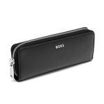 Zipped Double Pen Case Classic Grained Black