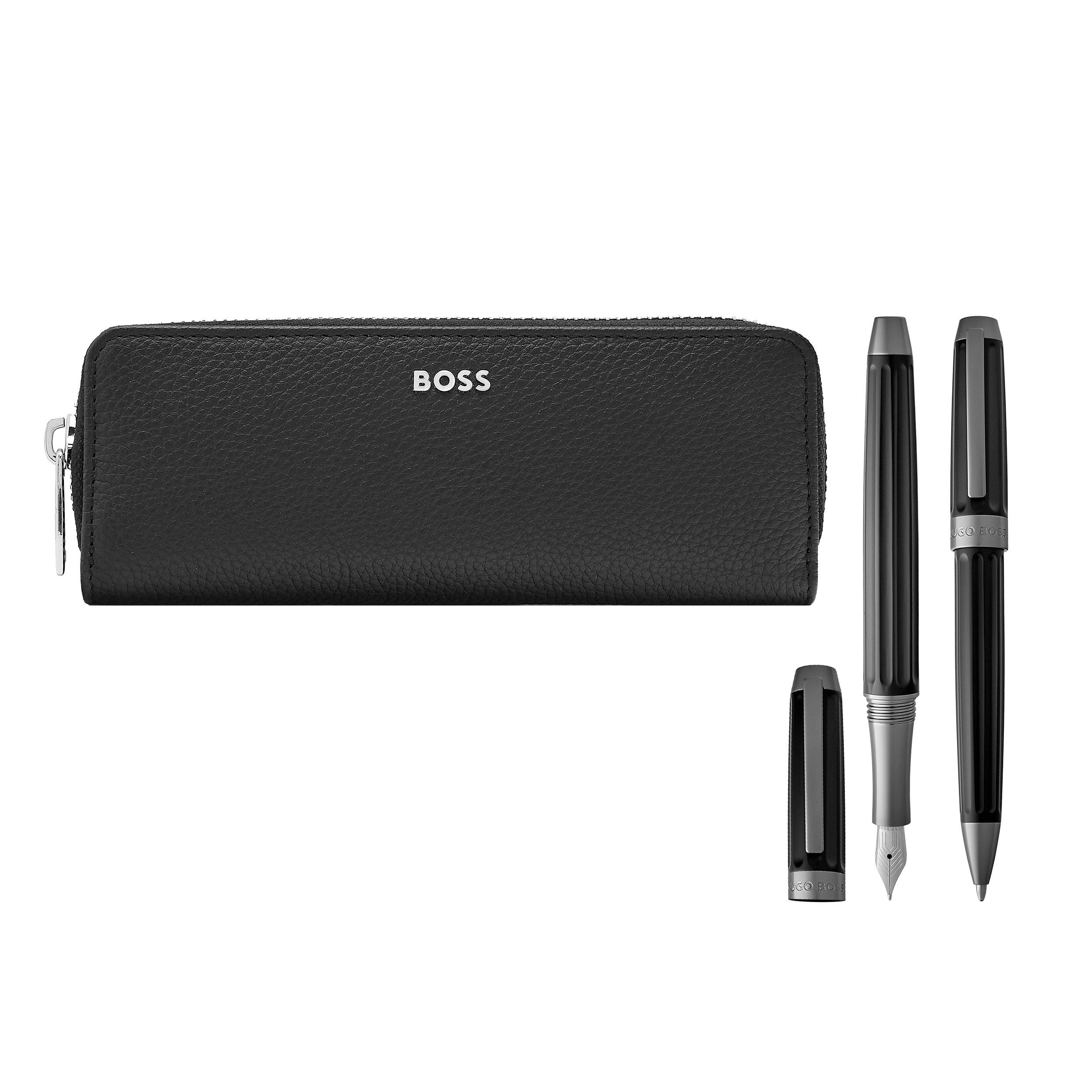 Set Hugo Boss Black (Ballpoint Pen, Fountain Pen & Case)