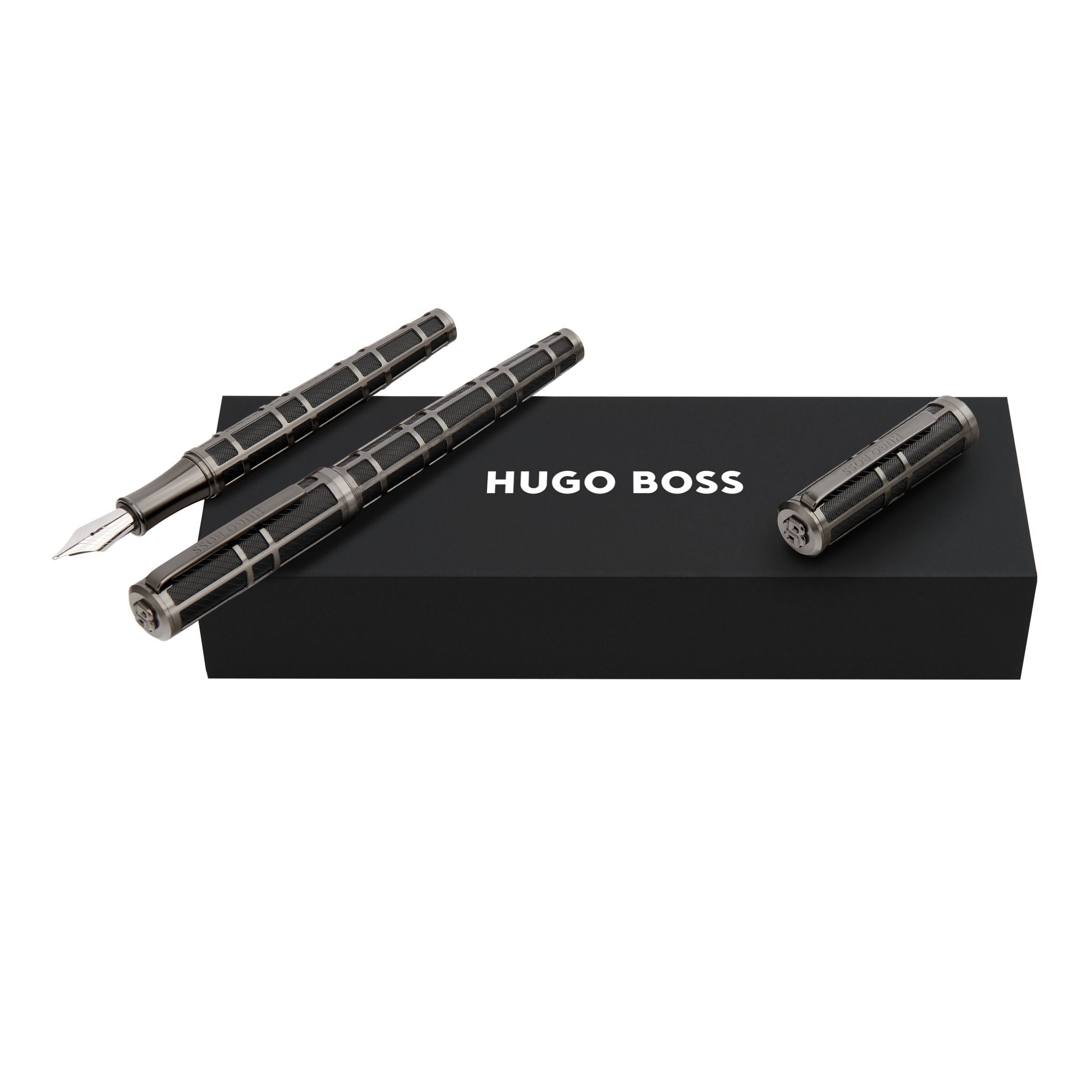 Set Frame Grid Black & Gun (Rollerball Pen & Fountain Pen)