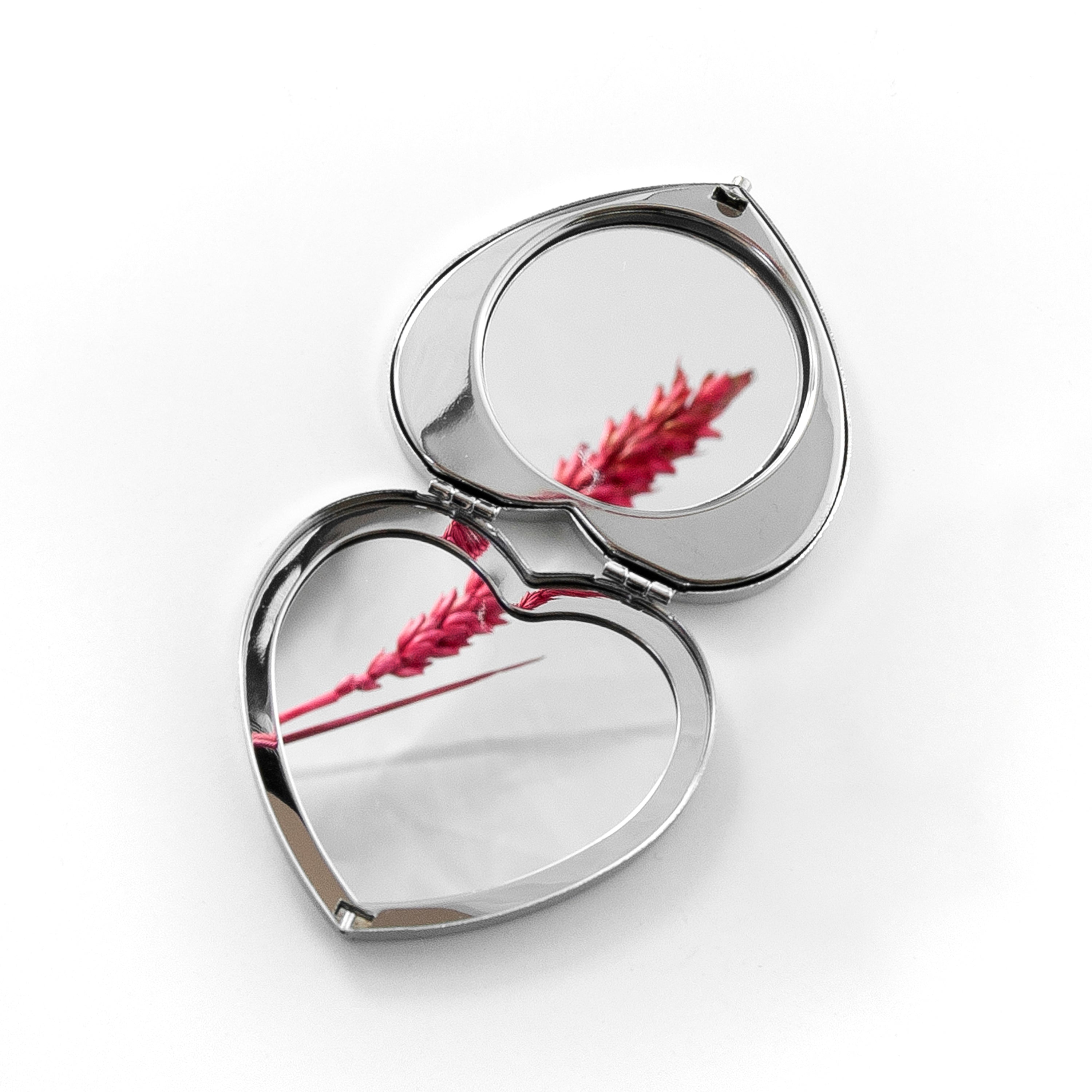 Silver Plated Heart Compact Mirror
