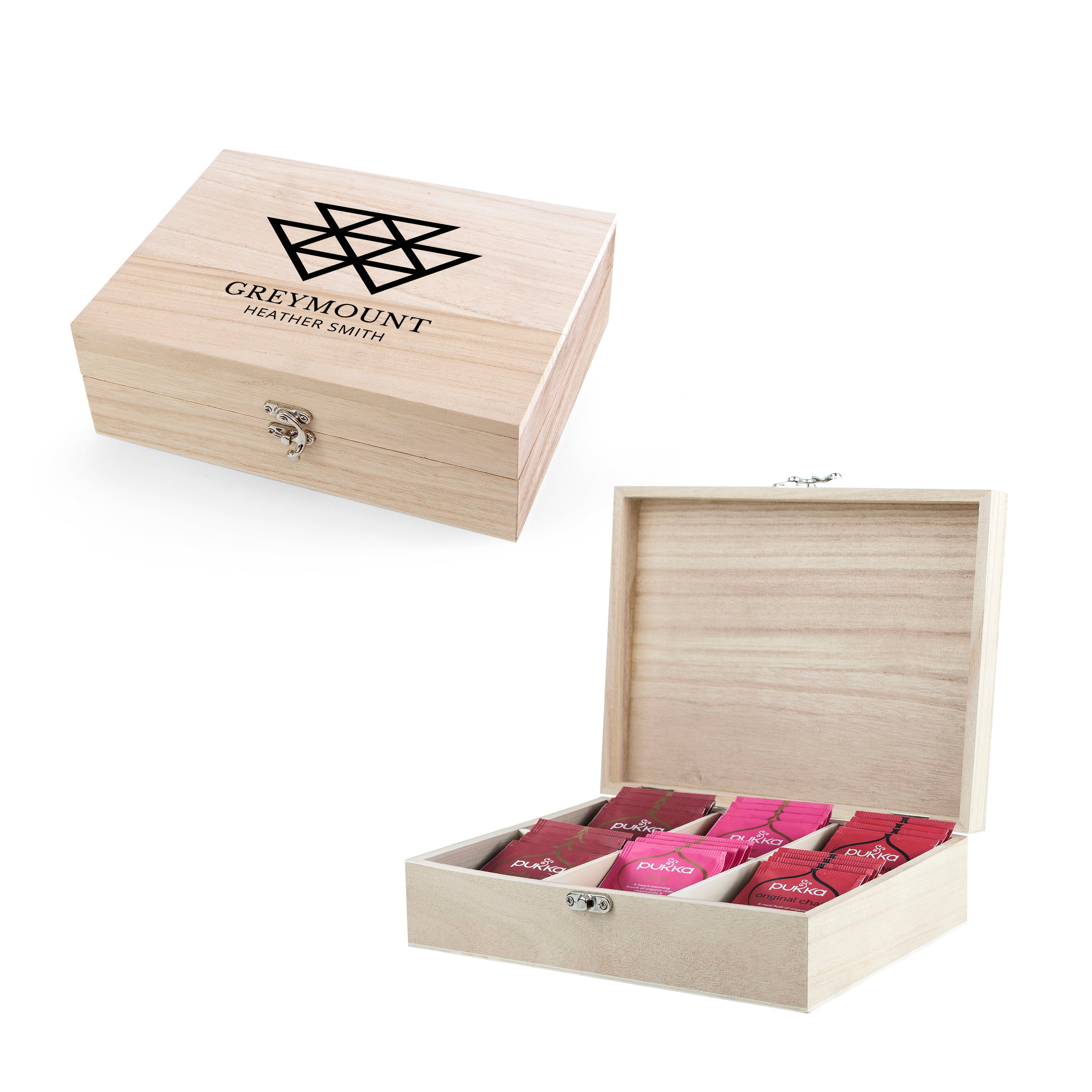 Wooden Tea Box with Tea Selection