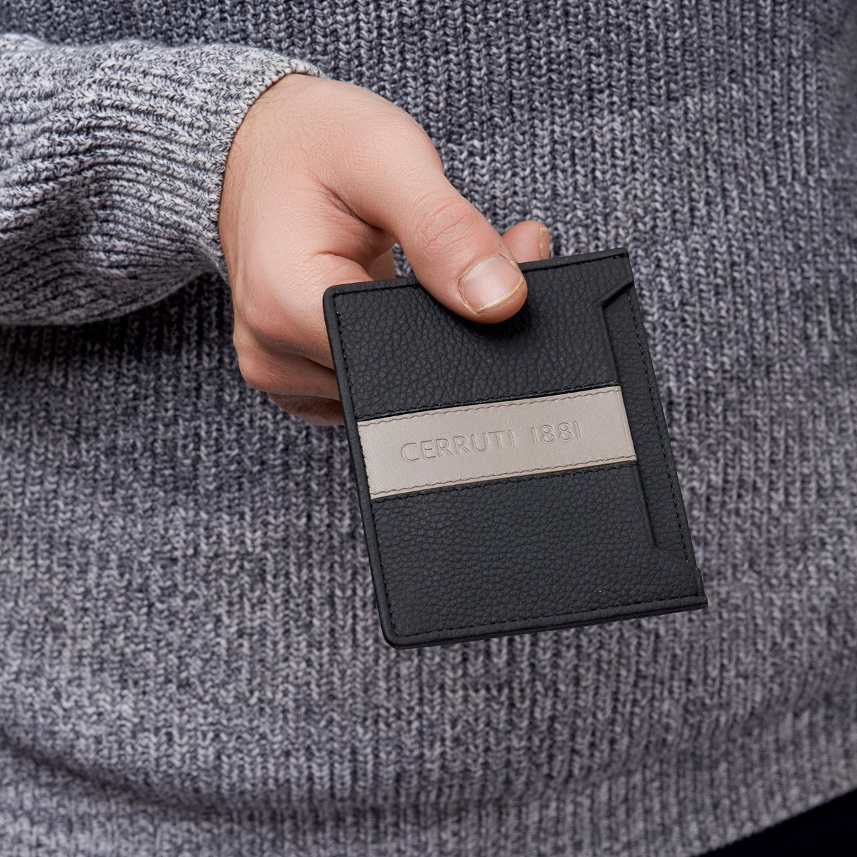 Card Holder Delano Taupe & Black