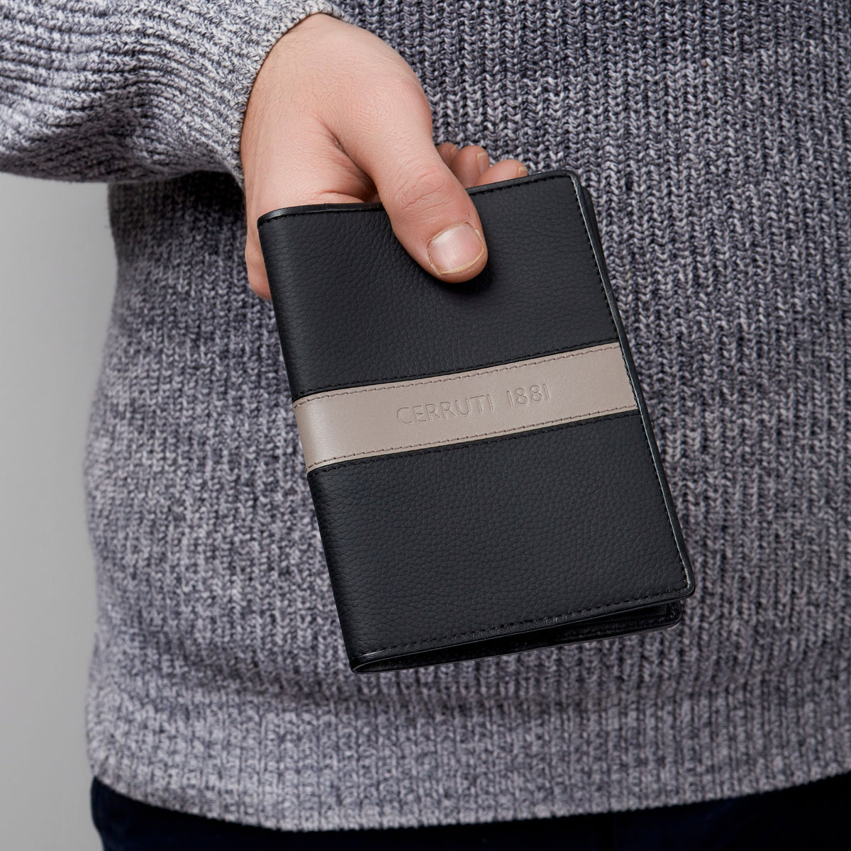 Passport Holder Delano Taupe & Black